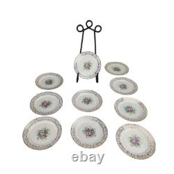Triumph Limoges Rosalie Stamped 22k Gold Trim Plates Set, 48 Pieces, Fine China