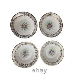 Triumph Limoges Rosalie Stamped 22k Gold Trim Plates Set, 48 Pieces, Fine China