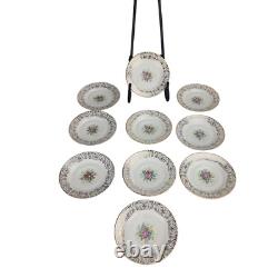 Triumph Limoges Rosalie Stamped 22k Gold Trim Plates Set, 48 Pieces, Fine China