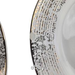 Triumph Limoges Rosalie Stamped 22k Gold Trim Plates Set, 48 Pieces, Fine China