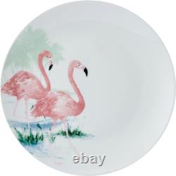 Tropical Flamingo 12-Piece Dinnerware Set for 4 Plates & Bowls