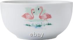Tropical Flamingo 12-Piece Dinnerware Set for 4 Plates & Bowls
