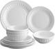 UPware 12-Piece Melamine Dinnerware Set, Includes Dinner Plates, Salad White