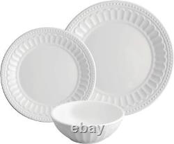 UPware 12-Piece Melamine Dinnerware Set, Includes Dinner Plates, Salad White