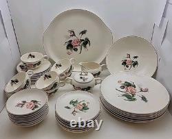 Universal Ballerina Moss Pink Rose Dinnerware Set of 43 Pieces (some crazing)