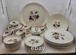 Universal Ballerina Moss Pink Rose Dinnerware Set of 43 Pieces (some crazing)