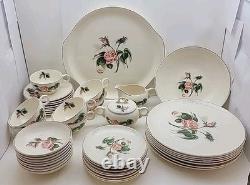 Universal Ballerina Moss Pink Rose Dinnerware Set of 43 Pieces (some crazing)