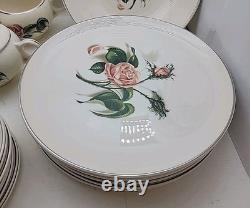 Universal Ballerina Moss Pink Rose Dinnerware Set of 43 Pieces (some crazing)