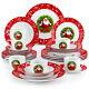 VEWEET 30-Piece Christmas Dinnerware Set Porcelain Xmas Plates Cups and Saucers