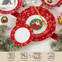 VEWEET 30-Piece Christmas Dinnerware Set Porcelain Xmas Plates Cups and Saucers