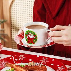 VEWEET 30-Piece Christmas Dinnerware Set Porcelain Xmas Plates Cups and Saucers