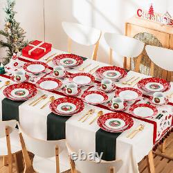 VEWEET 30-Piece Christmas Dinnerware Set Porcelain Xmas Plates Cups and Saucers