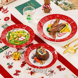 VEWEET 36 PCS Christmas Dinnerware Set Porcelain Xmas Plates Set Service for 12