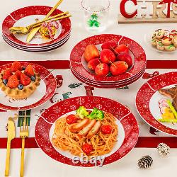 VEWEET 36 PCS Christmas Dinnerware Set Porcelain Xmas Plates Set Service for 12