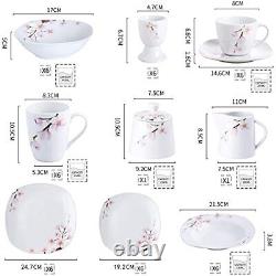 VEWEET ANNIE 50-Piece Dinnerware Set Porcelain Plate Bowl Set Service for 6