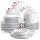 VEWEET ANNIE Dinnerware Set White Porcelain Combo Set Pink Floral Plate Bowl Set