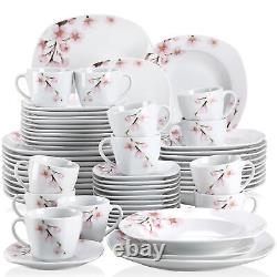 VEWEET Annie Dinnerware Set Ivory White Combination Sets Pink Floral Dinner Set