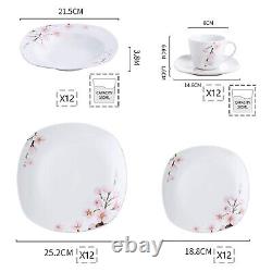 VEWEET Annie Dinnerware Set Ivory White Combination Sets Pink Floral Dinner Set