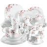 VEWEET Annie Porcelain Dinnerware Set Floral Pattern Dinner Kitchen Dishes White