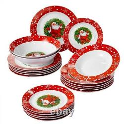 VEWEET Ceramic Dinnerware Set Dessert Plate Soup Plate Dinner Christmas 40 PCS