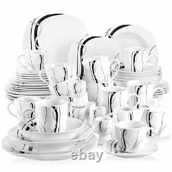 VEWEET Ceramic Dinnerware Set Square Dinner Set Kitchen Set Plates Cups Bowls