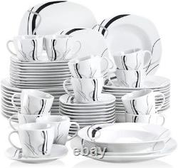 VEWEET FIONA Dinnerware Set Porcelain White Combo Set Tableware Plate Bowl Set