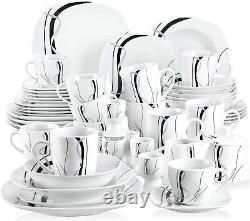 VEWEET Fiona Dinnerware Set 50/100 Piece Dinner Service Set Porcelain IvoryWhite