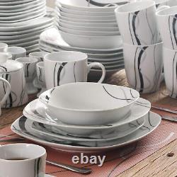 VEWEET Fiona Dinnerware Set 50/100 Piece Dinner Service Set Porcelain IvoryWhite