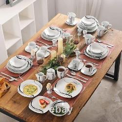 VEWEET Fiona Dinnerware Set 50/100 Piece Dinner Service Set Porcelain IvoryWhite