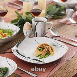 VEWEET Fiona Dinnerware Set 50/100Pcs Porcelain Tableware Ivory White Dinner Set