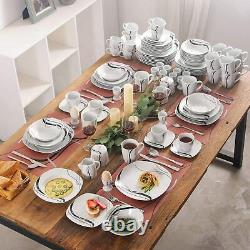 VEWEET Fiona Dinnerware Set 50/100Pcs Porcelain Tableware Ivory White Dinner Set