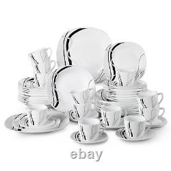 VEWEET Fionaglas Dinnerware Set White Glassware Combination Sets Service Sets
