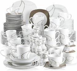 VEWEET Nikita Dinnerware Set 100-Piece Porcelain Dinner Plate Set Service for 12