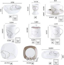 VEWEET Nikita Dinnerware Set 100-Piece Porcelain Dinner Plate Set Service for 12