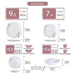 VEWEET Series Annie 24-Piece Ivory White Ceramic Porcelain Dinnerware Set wit