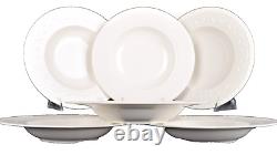 VILLEROY & BOCH Cellini White Rim Soup Bowl 9.5 Dinnerware Germany Set/6 New