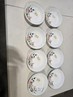 VINTAGE 63 PIECE Floral China Set White with Gold Trim Plates Bowls Cups Saucers