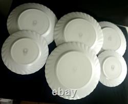 VINTAGE ARCOPAL VICTORIA FRANCE WHITE WithBLUE TRIM DINNER WARE SET 17 PIECES