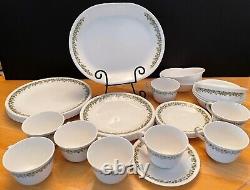 VINTAGE CORELLE Spring Blossom Crazy Daisy DINNERWARE 35-PC Corning LIVINGWARE