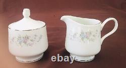 VINTAGE Carlton Dinnerware CORSAGE White Blue Pink Flowers 44-Piece Set