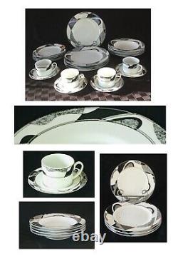 VINTAGE Christopher Stuart Dinnerware ODYSSEY #Y0263 Black Gray White 20-PC Set