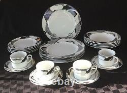 VINTAGE Christopher Stuart Dinnerware ODYSSEY #Y0263 Black Gray White 20-PC Set