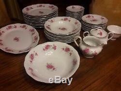 VINTAGE Favolina Made in Poland 57 piece Porcelain China set Rose with Gold trim