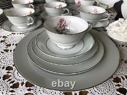 VINTAGE-HALSEY- Pattern DAMASK ROSE 402-JAPAN-Dinnerware Set-56 Pieces-CLASSY