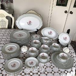 VINTAGE-HALSEY- Pattern DAMASK ROSE 402-JAPAN-Dinnerware Set-56 Pieces-CLASSY