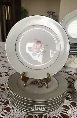 VINTAGE-HALSEY- Pattern DAMASK ROSE 402-JAPAN-Dinnerware Set-56 Pieces-CLASSY