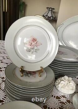 VINTAGE-HALSEY- Pattern DAMASK ROSE 402-JAPAN-Dinnerware Set-56 Pieces-CLASSY