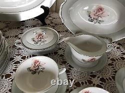 VINTAGE-HALSEY- Pattern DAMASK ROSE 402-JAPAN-Dinnerware Set-56 Pieces-CLASSY