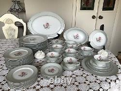 VINTAGE-HALSEY- Pattern DAMASK ROSE 402-JAPAN-Dinnerware Set-56 Pieces-CLASSY