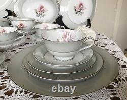 VINTAGE-HALSEY- Pattern DAMASK ROSE 402-JAPAN-Dinnerware Set-56 Pieces-CLASSY